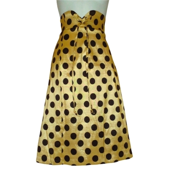 Vintage Dresses & Skirts - Vintage gold&brown polka dot high waist skirt. 8